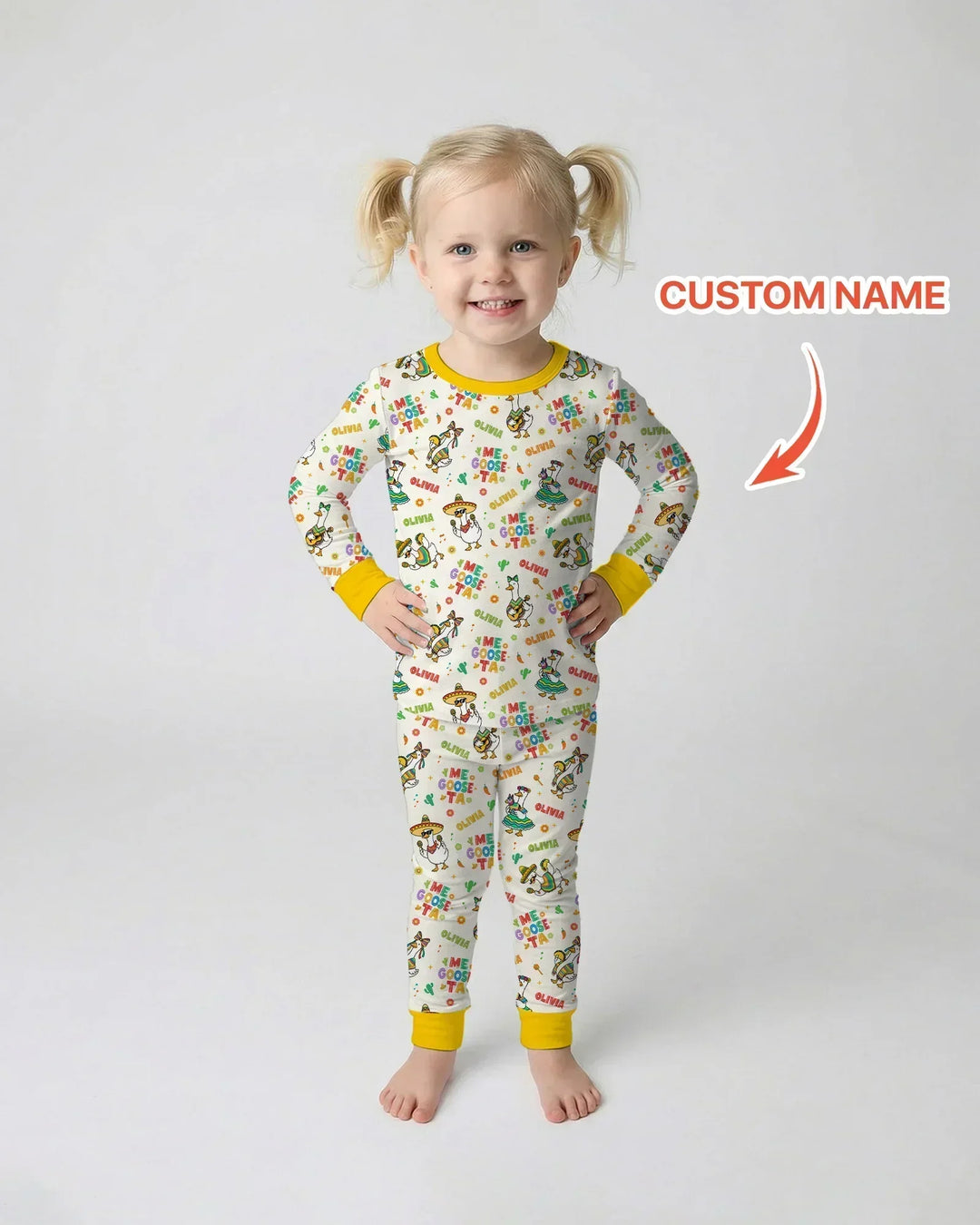 Custom name Me Goose-ta Bamboo Two Piece Long Sleeve Pajama Set