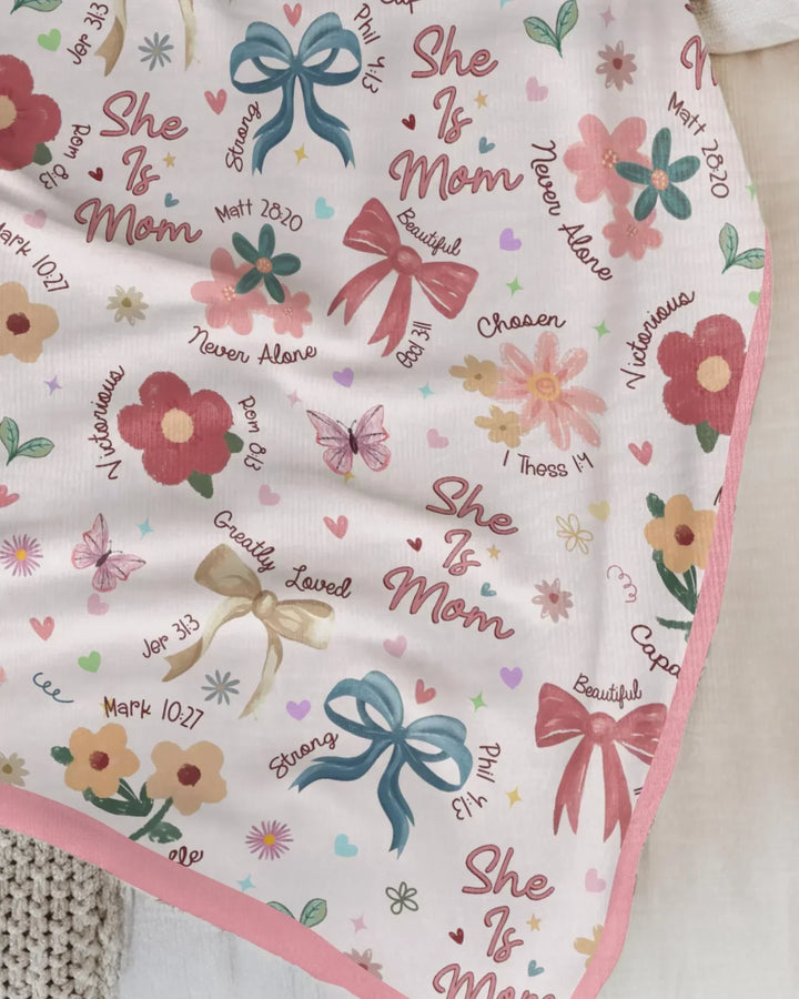 She Is Mom Bamboo Blanket