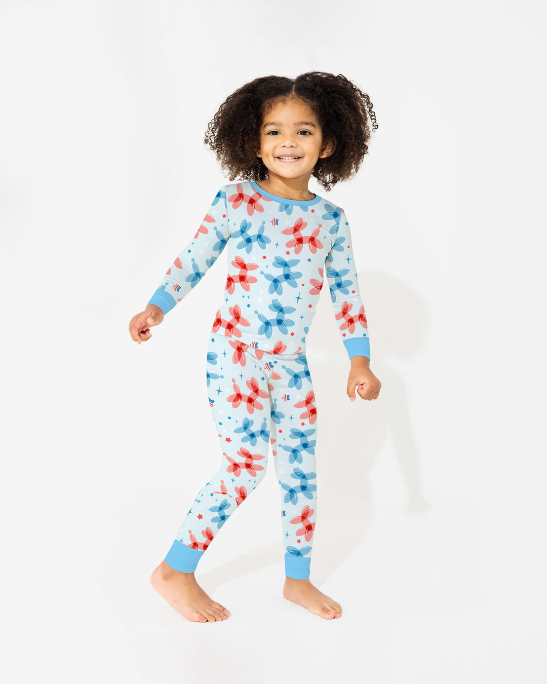 American Balloon Dog Party Bamboo Two Piece Long Sleeve Pajama Set