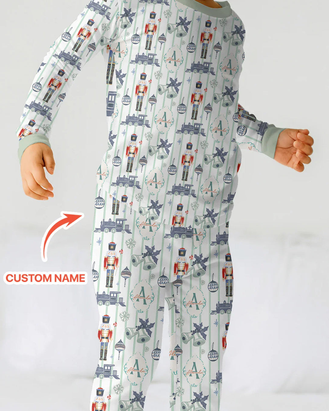 Custom Nutcracker Medium Blue Two Piece Long Sleeve Pajama Set , Custom Nutcracker Medium Blue Two Piece Long Sleeve Pajama Set - 12-18M