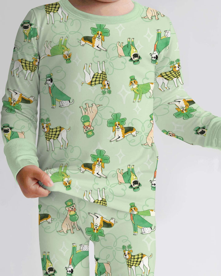 St. Patrick's Day Puppies Two Piece Long Sleeve Pajama Set