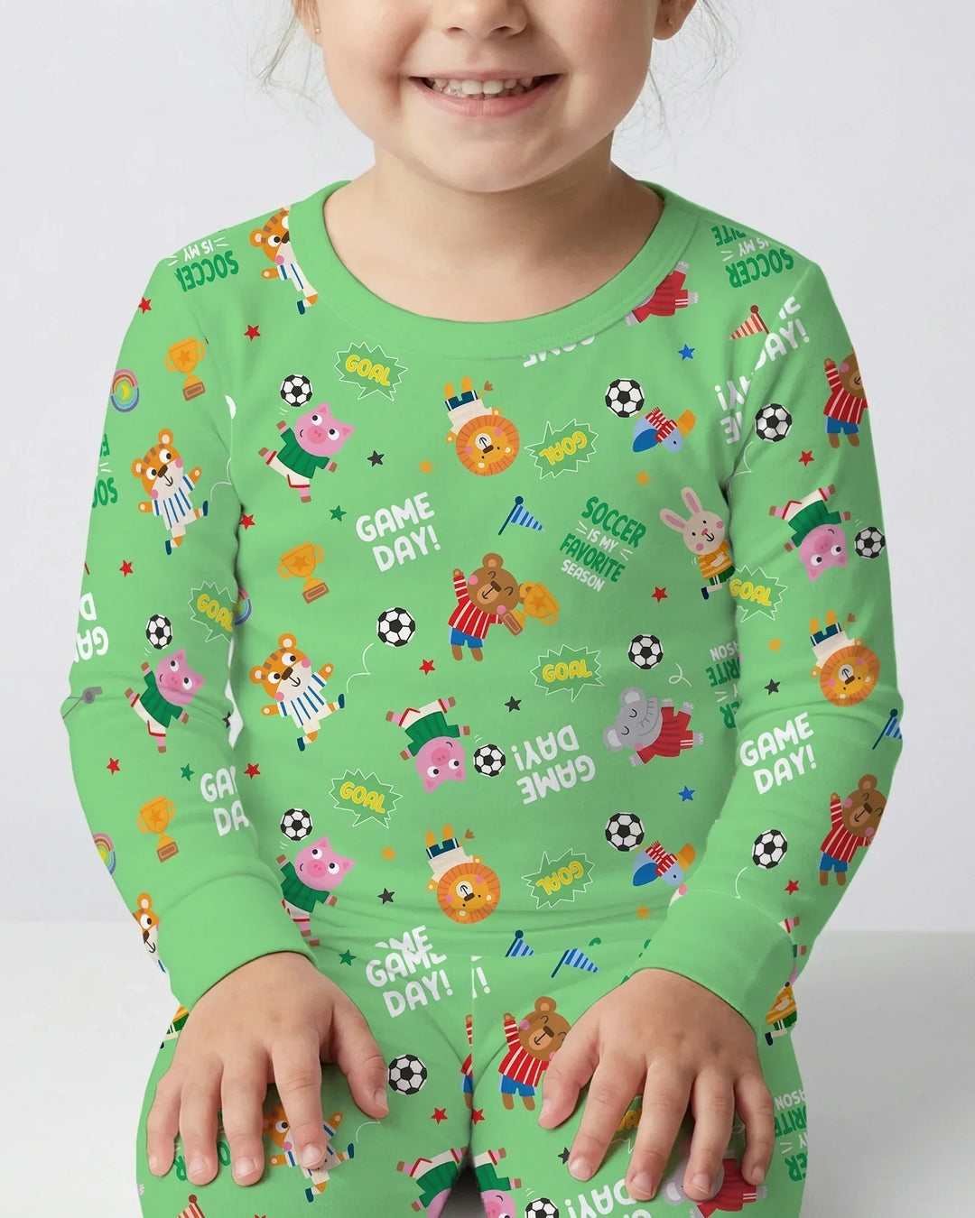 The World Cup Soccer Animals Bamboo Two Piece Long Sleeve Pajama Set