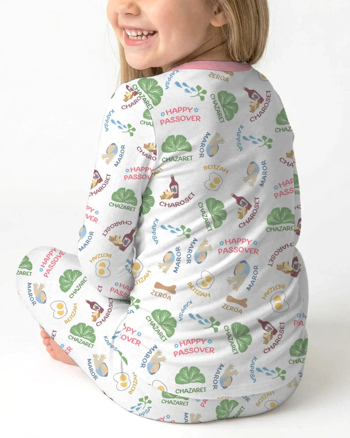 Happy Passover Matching Family Two Piece Long Sleeve Pajama Set
