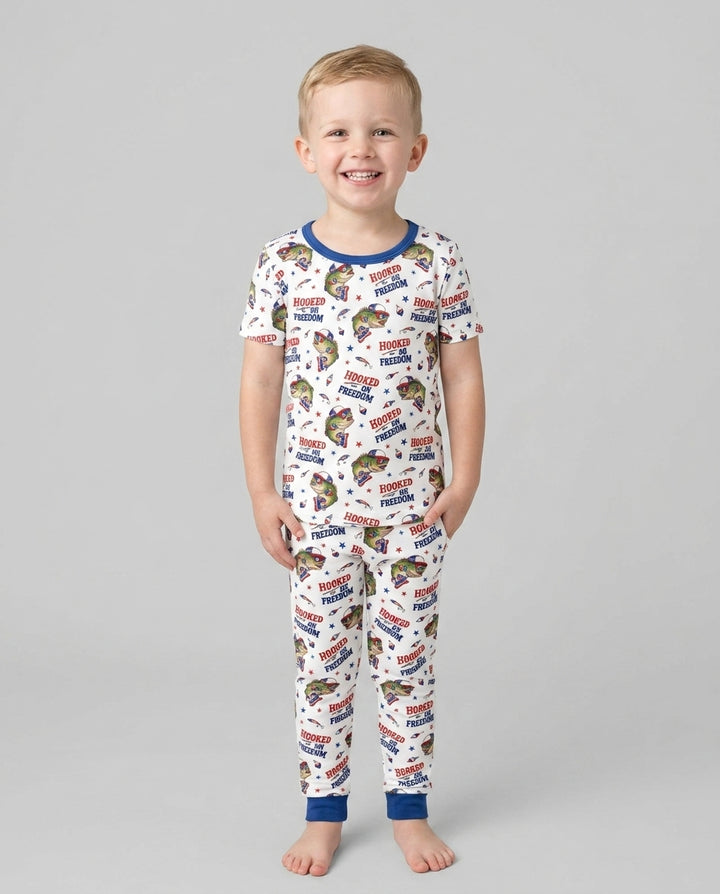 Hooked On Freedom Bamboo Two Piece Short Sleeve Pajama Set