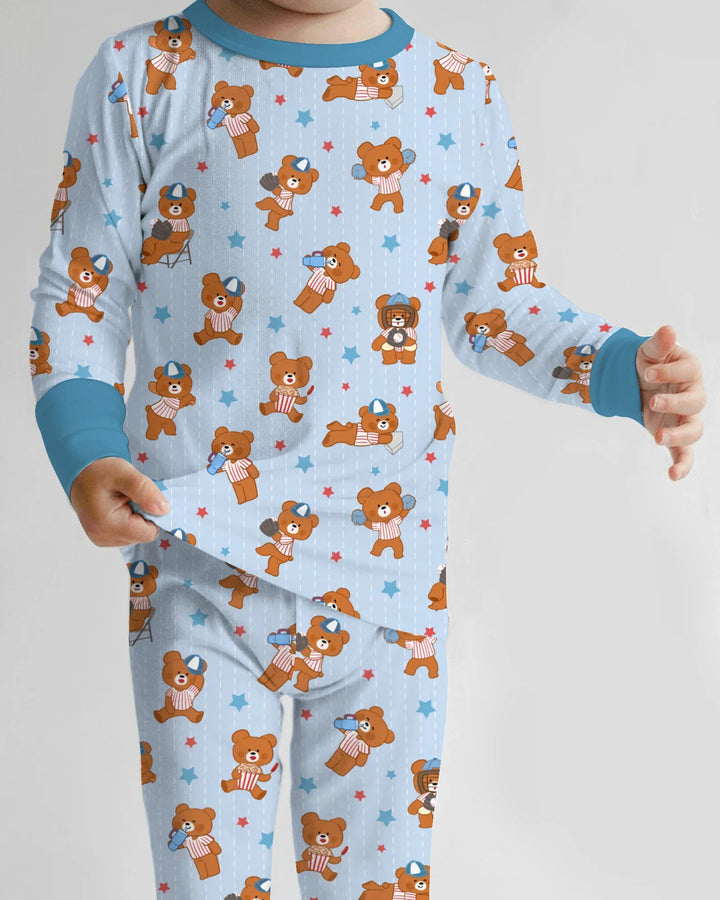 Born To Play Baseball Bamboo Two Piece Long Sleeve Pajama Set