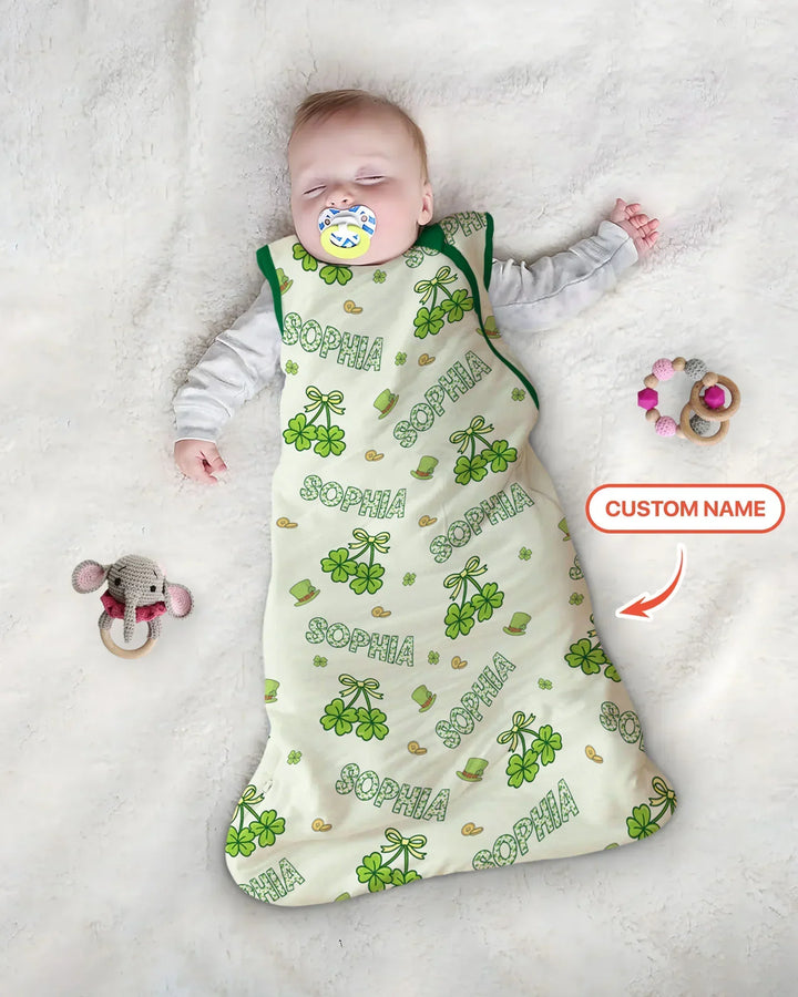 Custom Name Lucky Little Shamrock Sleep Bag