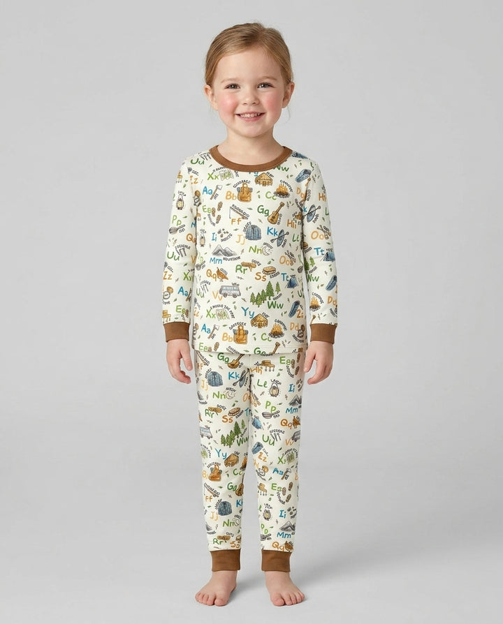 Zweiteiliges Langarm-Pyjama-Set mit Sommerfrüchten