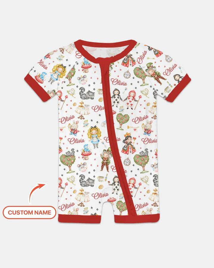 Whimsical Wonderland Tea Party Custom Name Shorty Zippy
