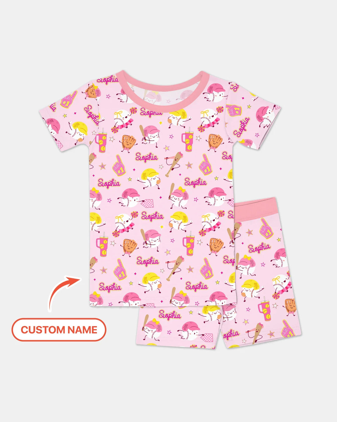Baseball Mama and Mini Matching Bamboo Two Piece Short Sleeve Shorts Pajama Set