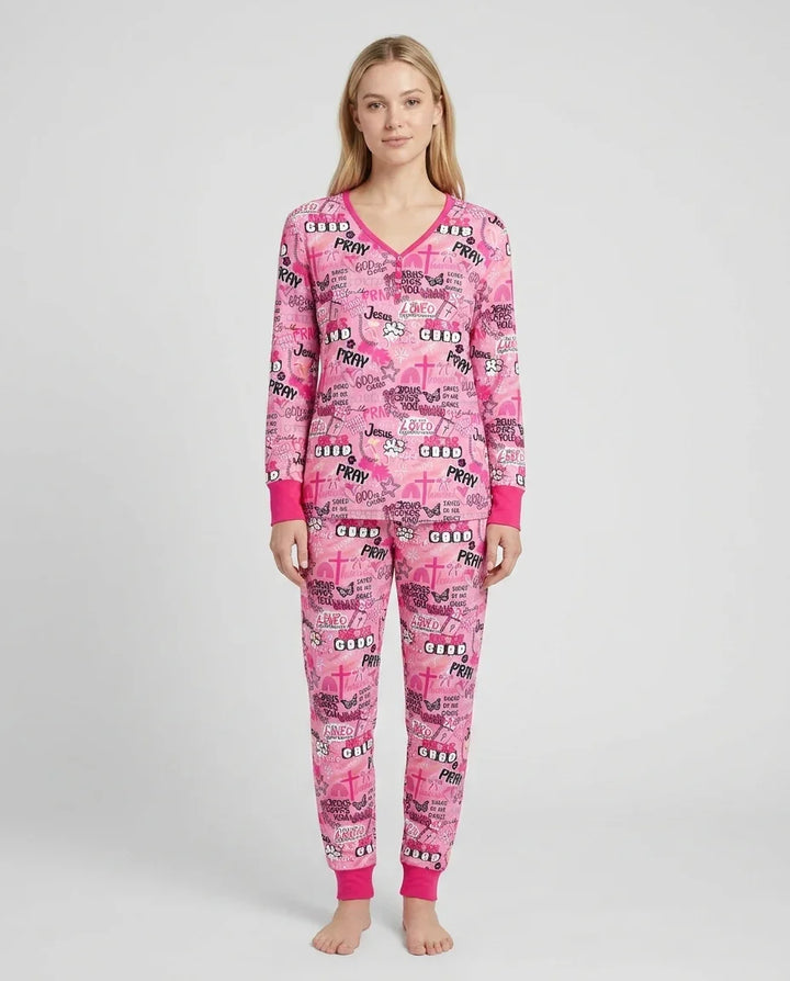 Plantilla de conjunto de pijama de mujer de bambú