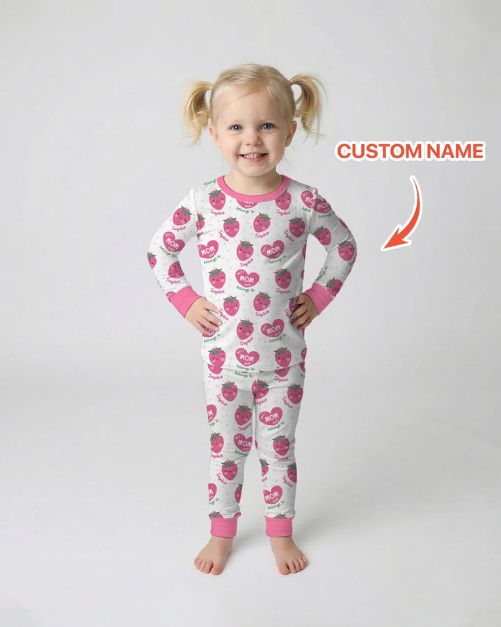Custom Name Best Mom Ever Belongs to Bamboo Two Piece Long Sleeve Pajama Set