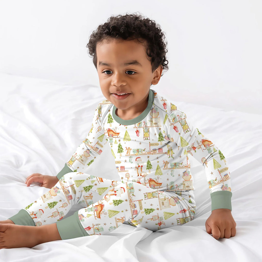 Santa's Workshop Two Piece Long Sleeve Pajama Set