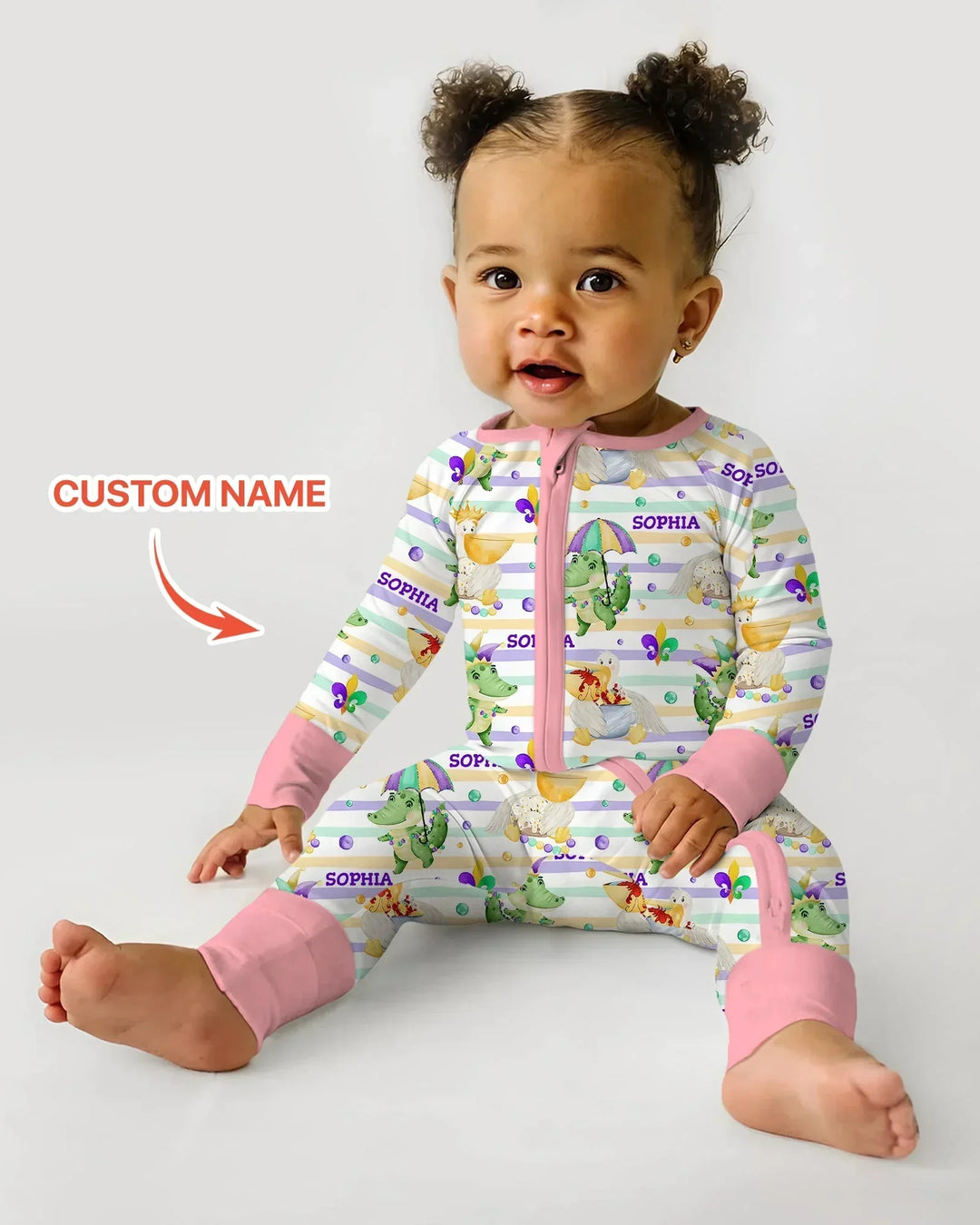 Pijama Convertible de Bambú a Juego para Familia "Aventura de Mardi Gras Feliz"