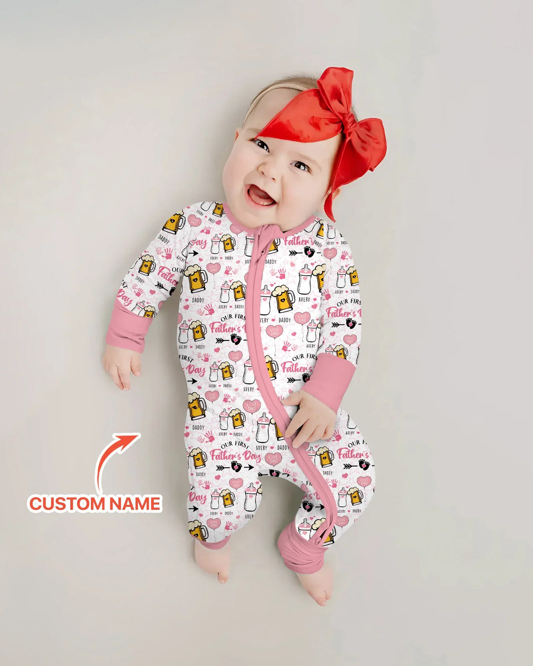 Custom Name First Father's Day Drink Bamboo Convertible Zippy