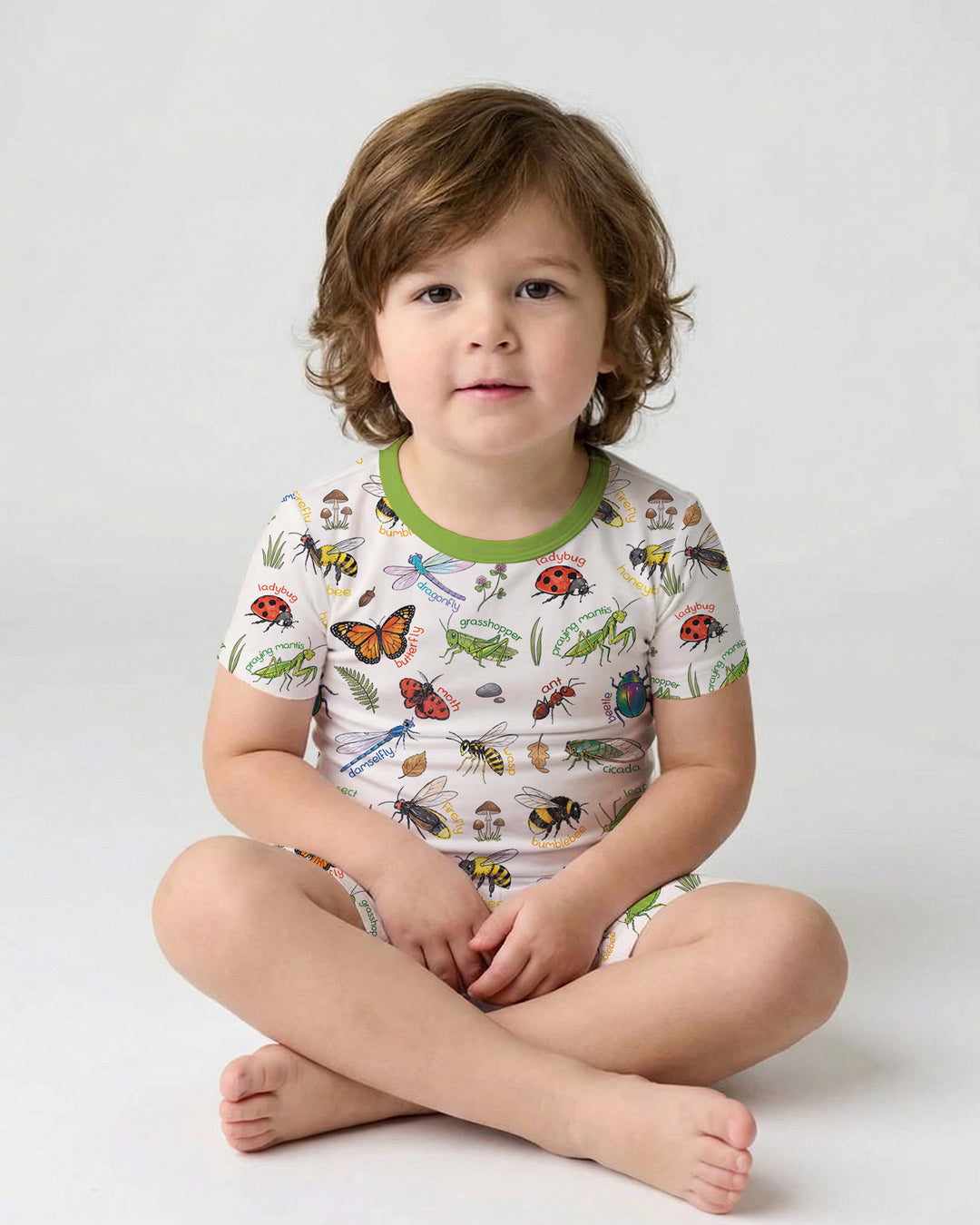 Bug Learning Bamboo Two Piece Short Sleeve Shorts Pajama Set