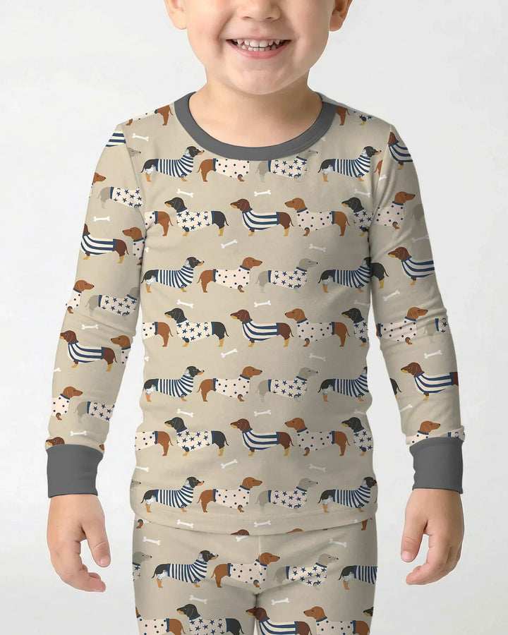 Cute Wieners Two Piece Long Sleeve Pajama Set