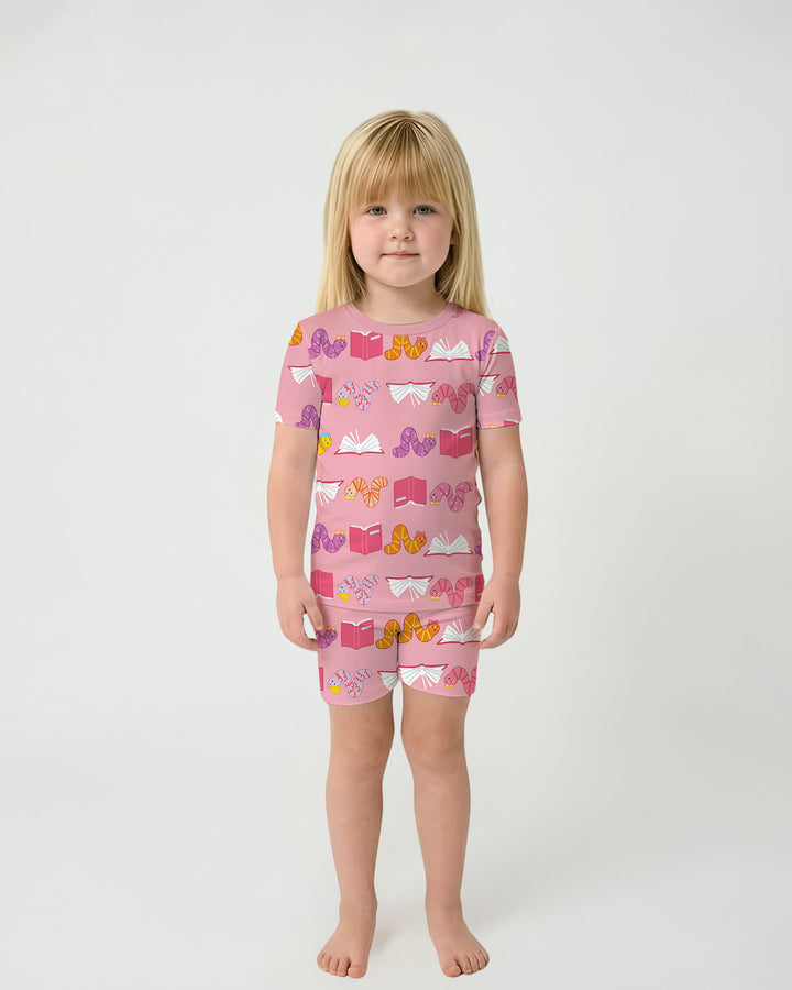 Bookworm Family Matching Bamboo Two Piece Short Sleeve Shorts Pajama Set
