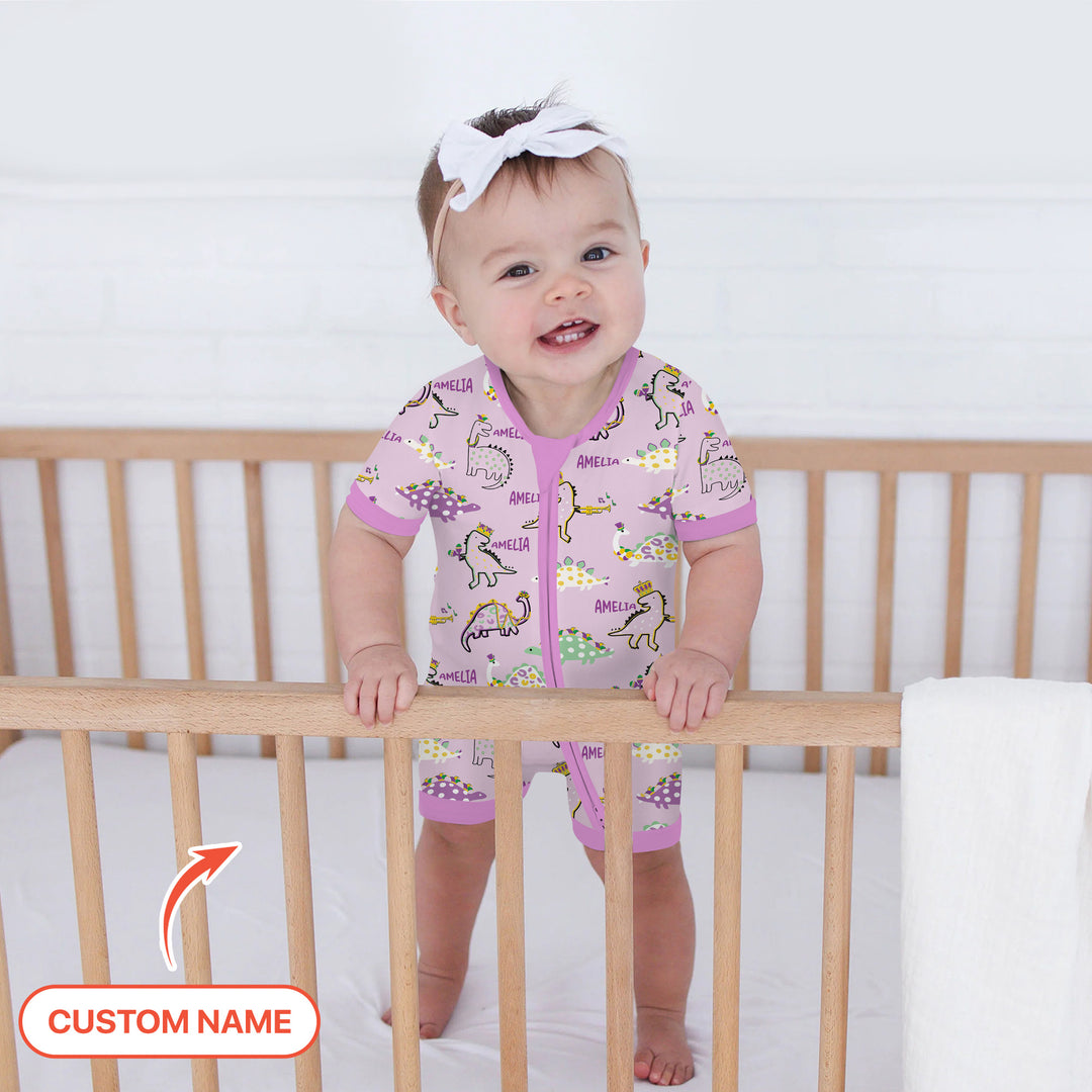 Custom Name Mardi Gras Saurus Shorty Zippy