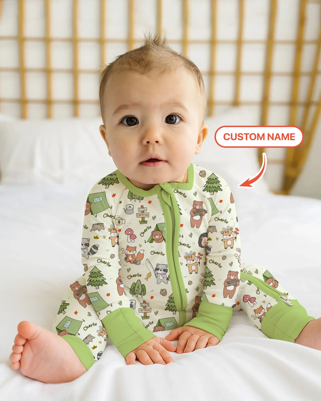 Custom Name Little Camp Buddies Bamboo Convertible Zippy