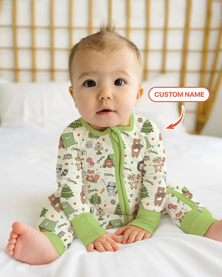 Custom Name Little Camp Buddies Bamboo Convertible Zippy