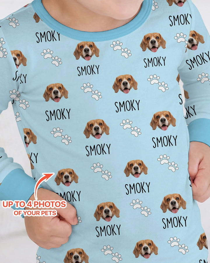 Custom Name and Pet Photos Two Piece Long Sleeve Pajama Set