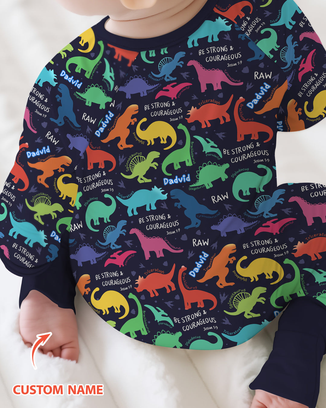 Be Strong and Courageous Dinosaur Christian Bamboo Convertible Zippy