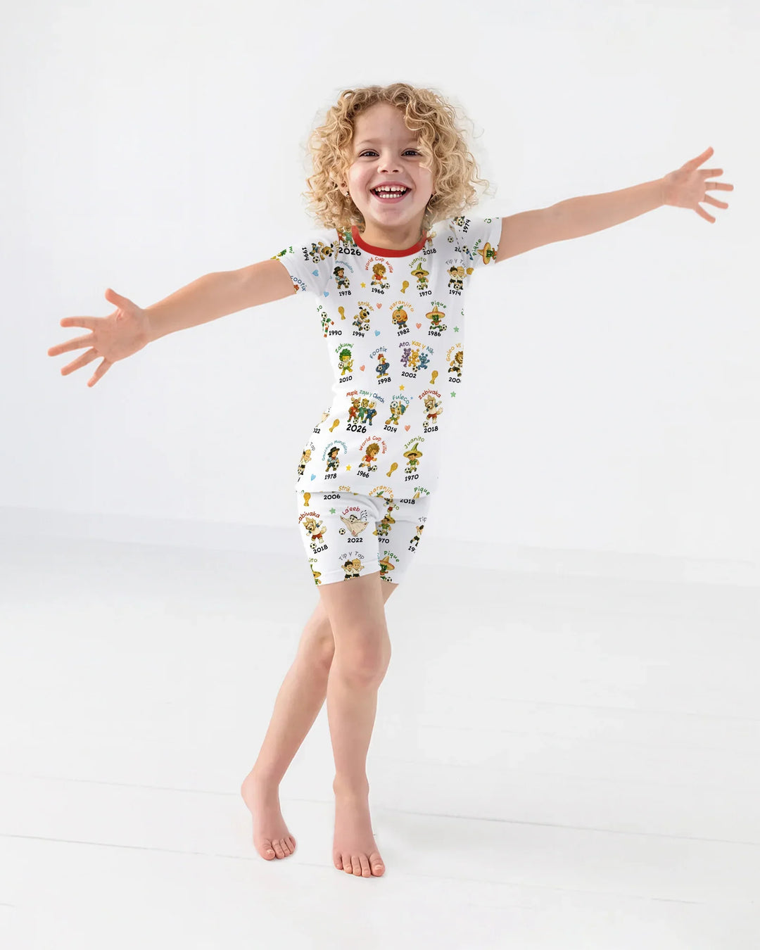 Soccer cup Mascots Bamboo Two Piece Short Sleeve Shorts Pajama Set