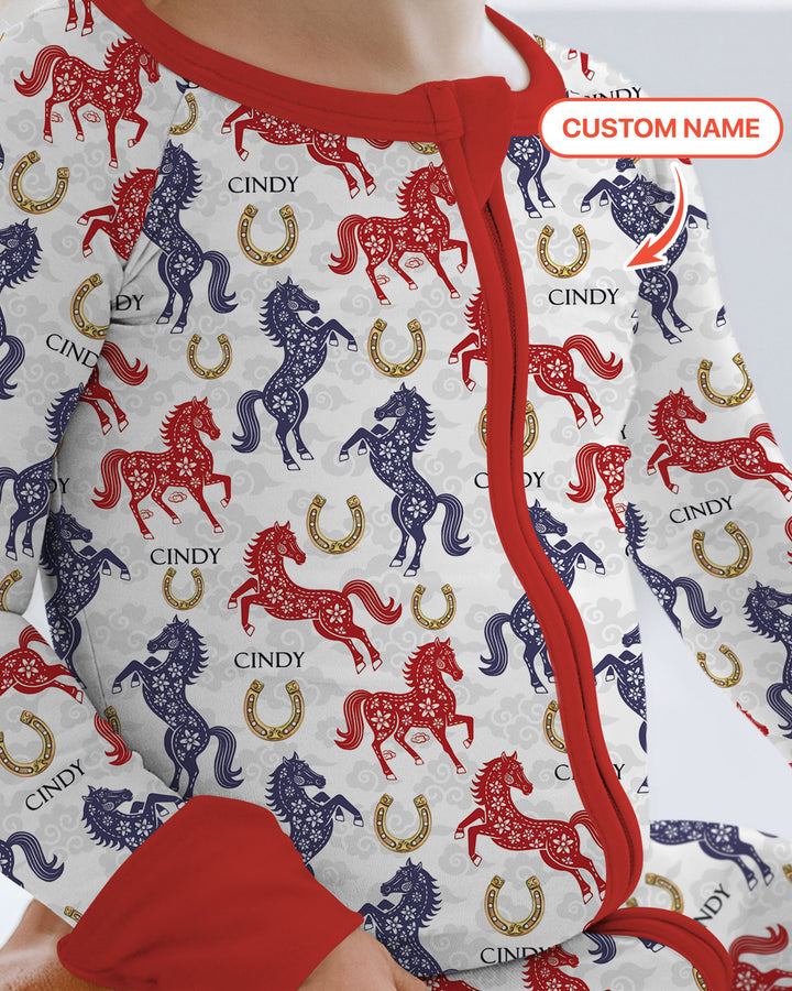 Custom Name Chinoiserie Horses Convertible Zippy