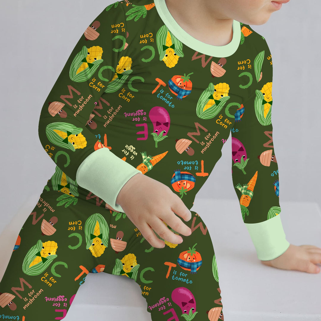 Veggie Letter Two Piece Long Sleeve Pajama Set