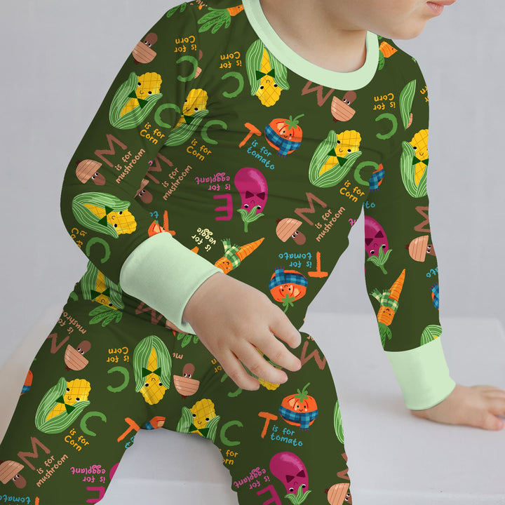 Veggie Letter Two Piece Long Sleeve Pajama Set