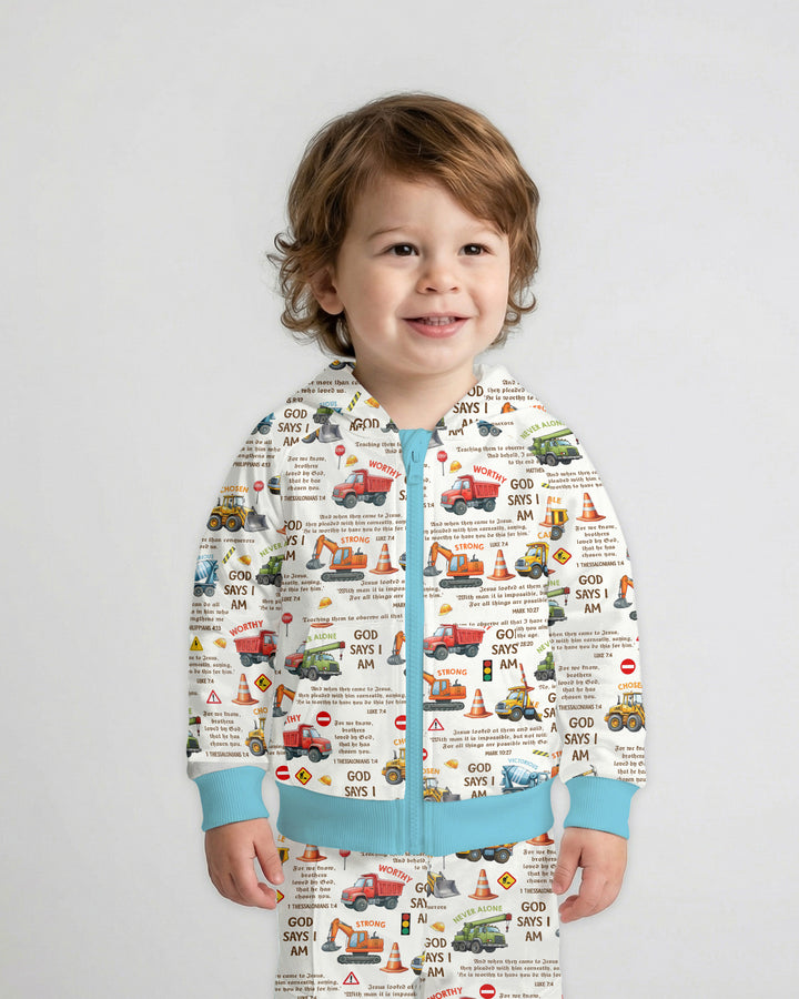 Bible Verse Construction Trucks  Zip Hoodie