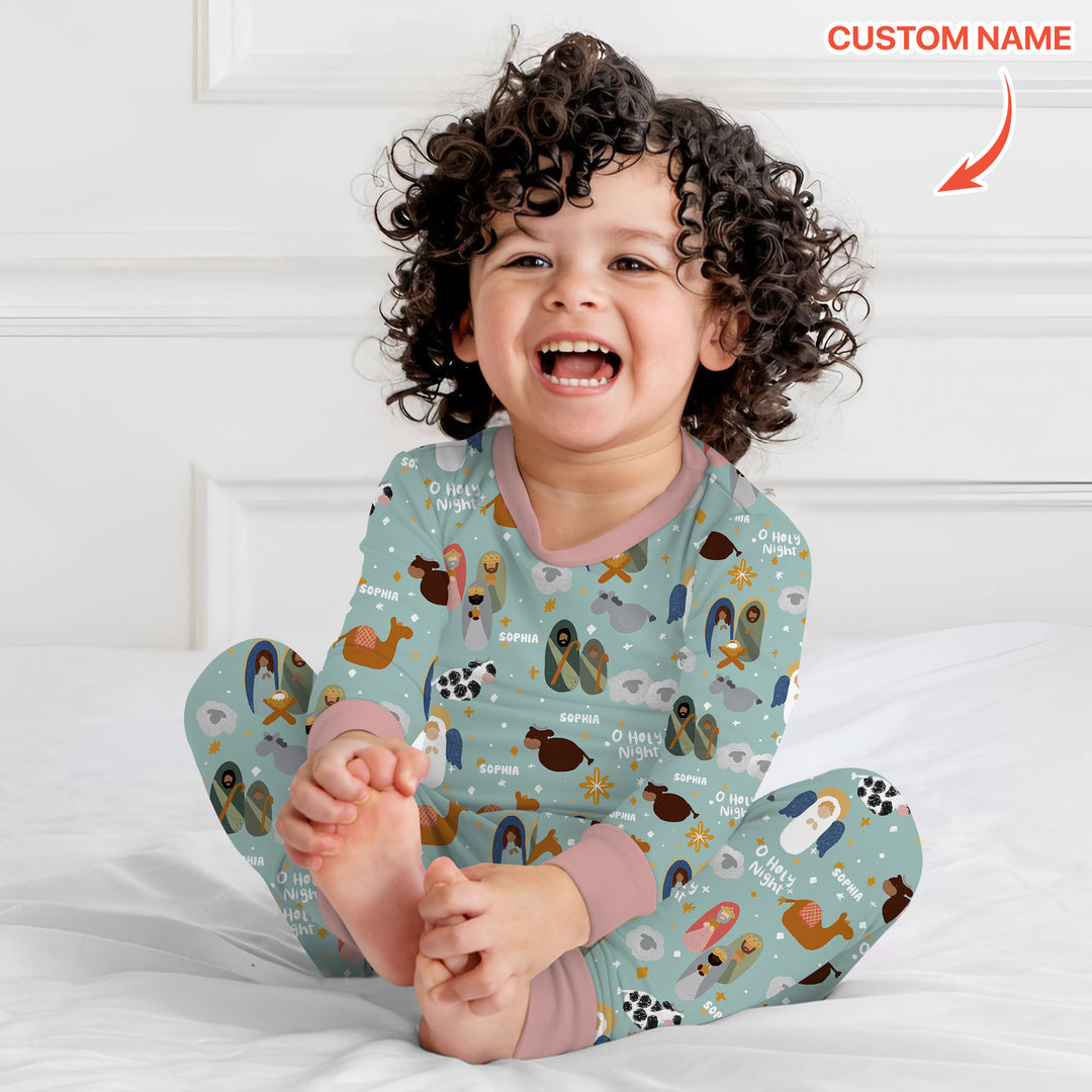O Holy Night Custom Name Long Sleeve Pajama Set
