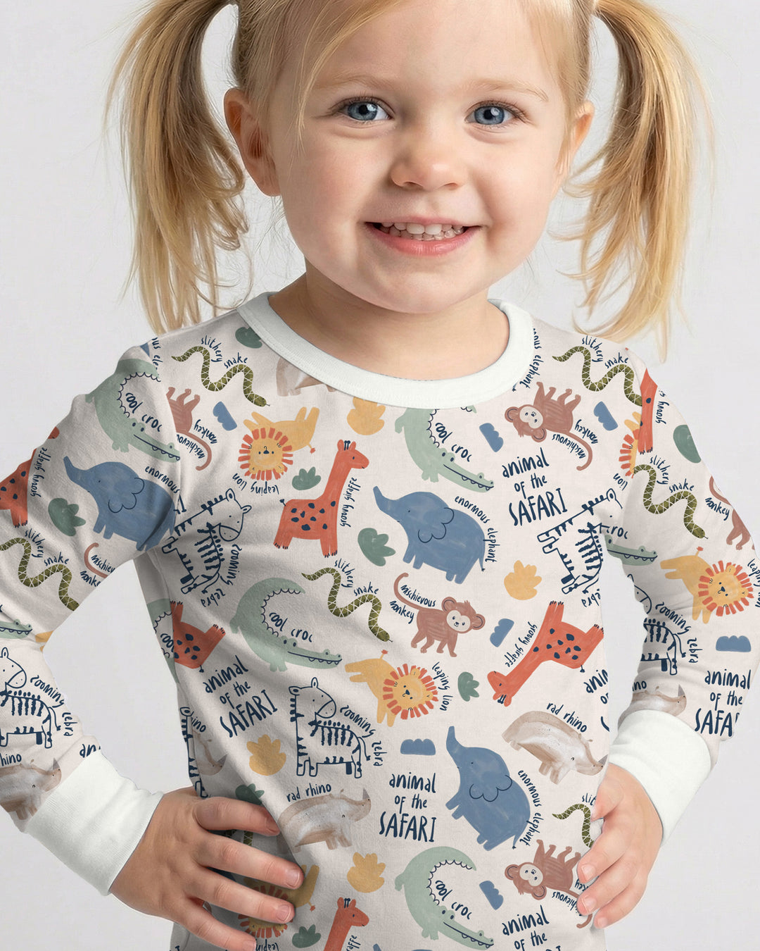 Funny African Animals Two Piece Long Sleeve Pajama Set