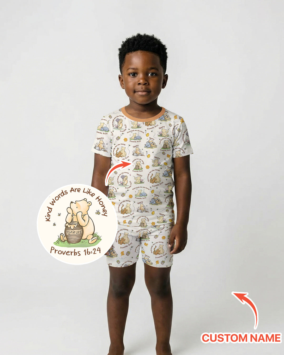 Kind Words Are Like Honey Custom Name Bamboo Two Piece Short Sleeve Shorts Pajama