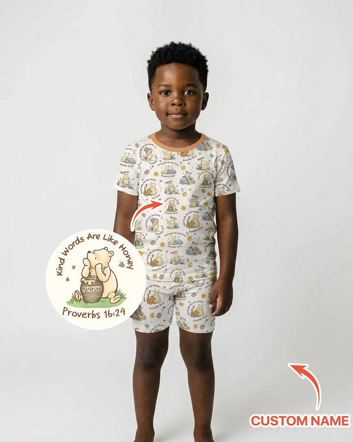 Kind Words Are Like Honey Custom Name Bamboo Two Piece Short Sleeve Shorts Pajama