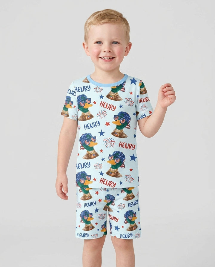 Conjunto de Pijama de Dos Piezas de Bambú con Mangas Cortas y Pantalones Cortos