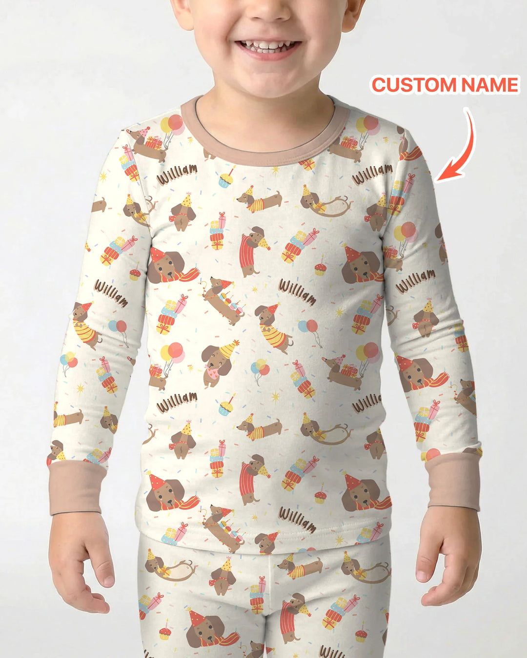 Dachshund Birthday Bamboo Two Piece Long Sleeve Pajama Set