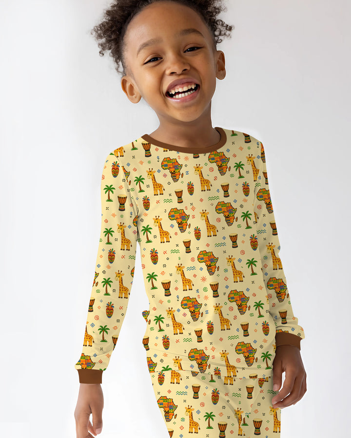 African Culture Bamboo Two Piece Long Sleeve Pajama Set