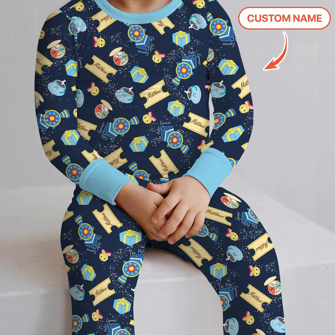 Express Train Christmas Two Piece Long Sleeve Pajama Set