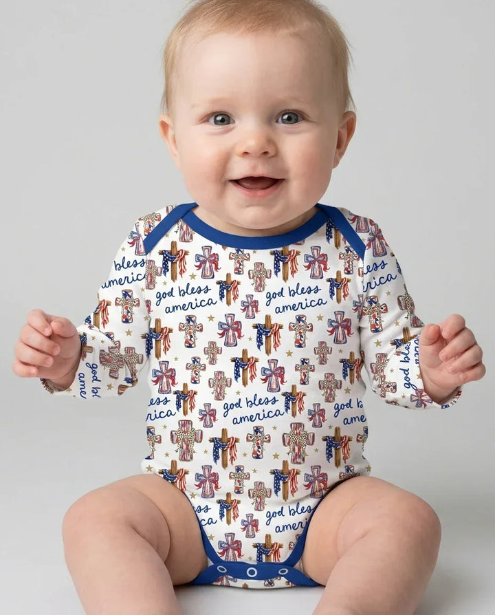 God Bless America Family Matching Bamboo Bodysuit