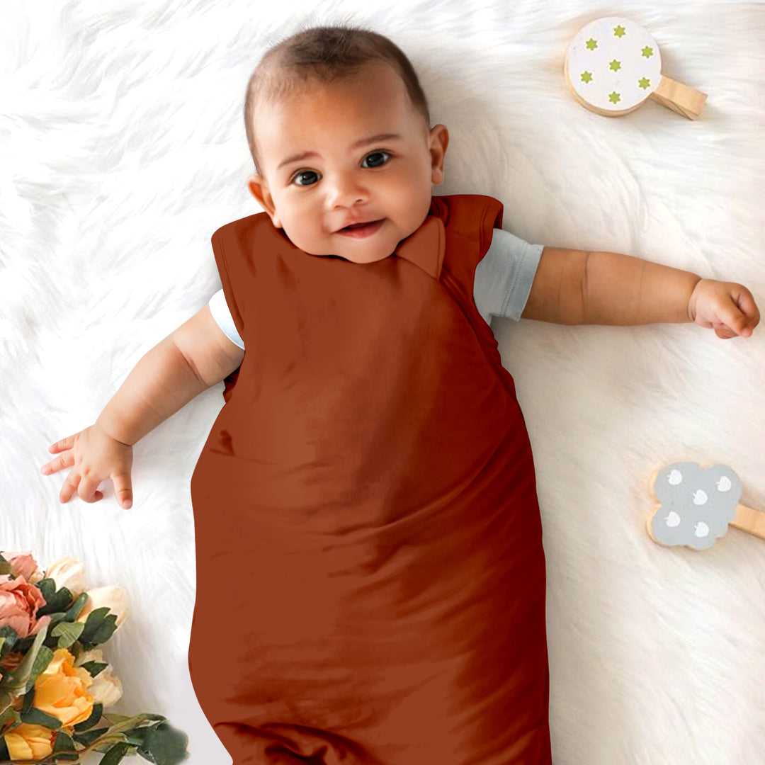 Rostbraunes Baby Schlafsack Bambus - langlebig & eng