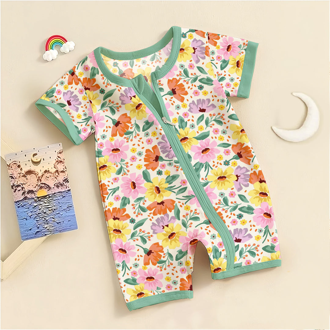 Rainbow Floral Bamboo Outfit for Baby - Fun and Vibrant