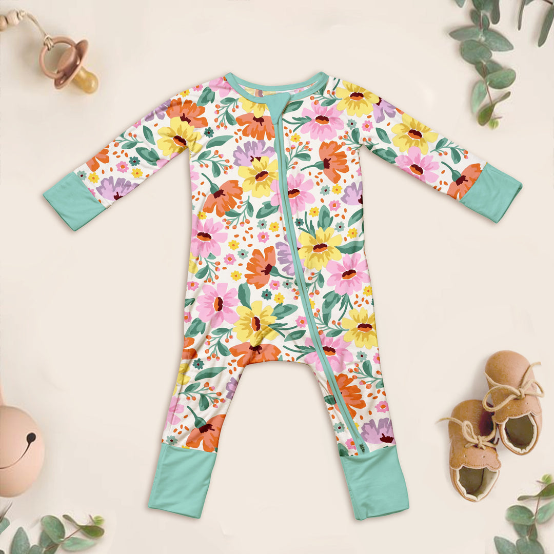 Rainbow Floral Bamboo Outfit for Baby - Fun and Vibrant