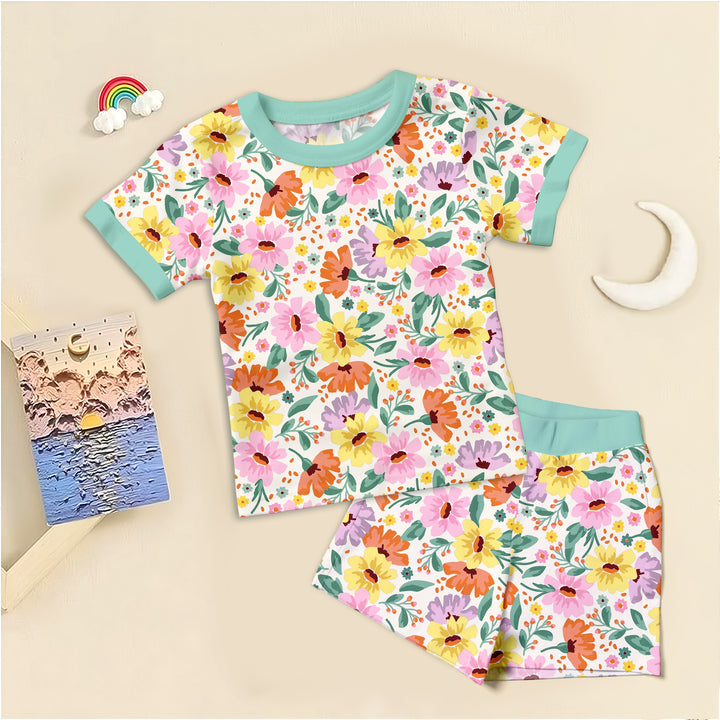 Rainbow Floral Bamboo Outfit for Baby - Fun and Vibrant