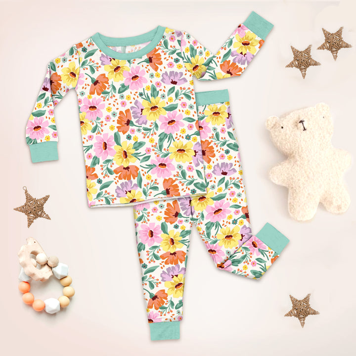 Rainbow Floral Bamboo Outfit for Baby - Fun and Vibrant