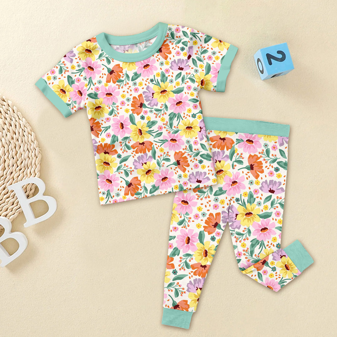 Rainbow Floral Bamboo Outfit for Baby - Fun and Vibrant