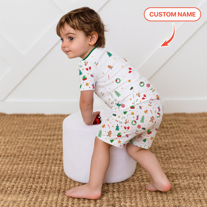Zweiteiliges Pyjama-Set mit kurzen Ärmeln und Shorts im Sommer-Design