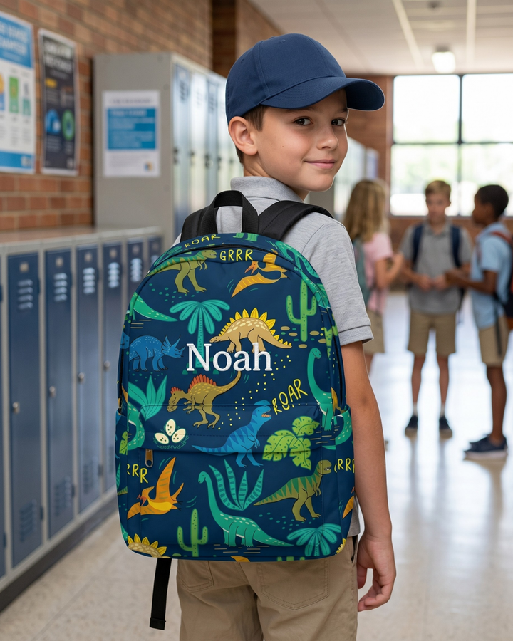 Dino Era Custom Name Embroidered Backpack