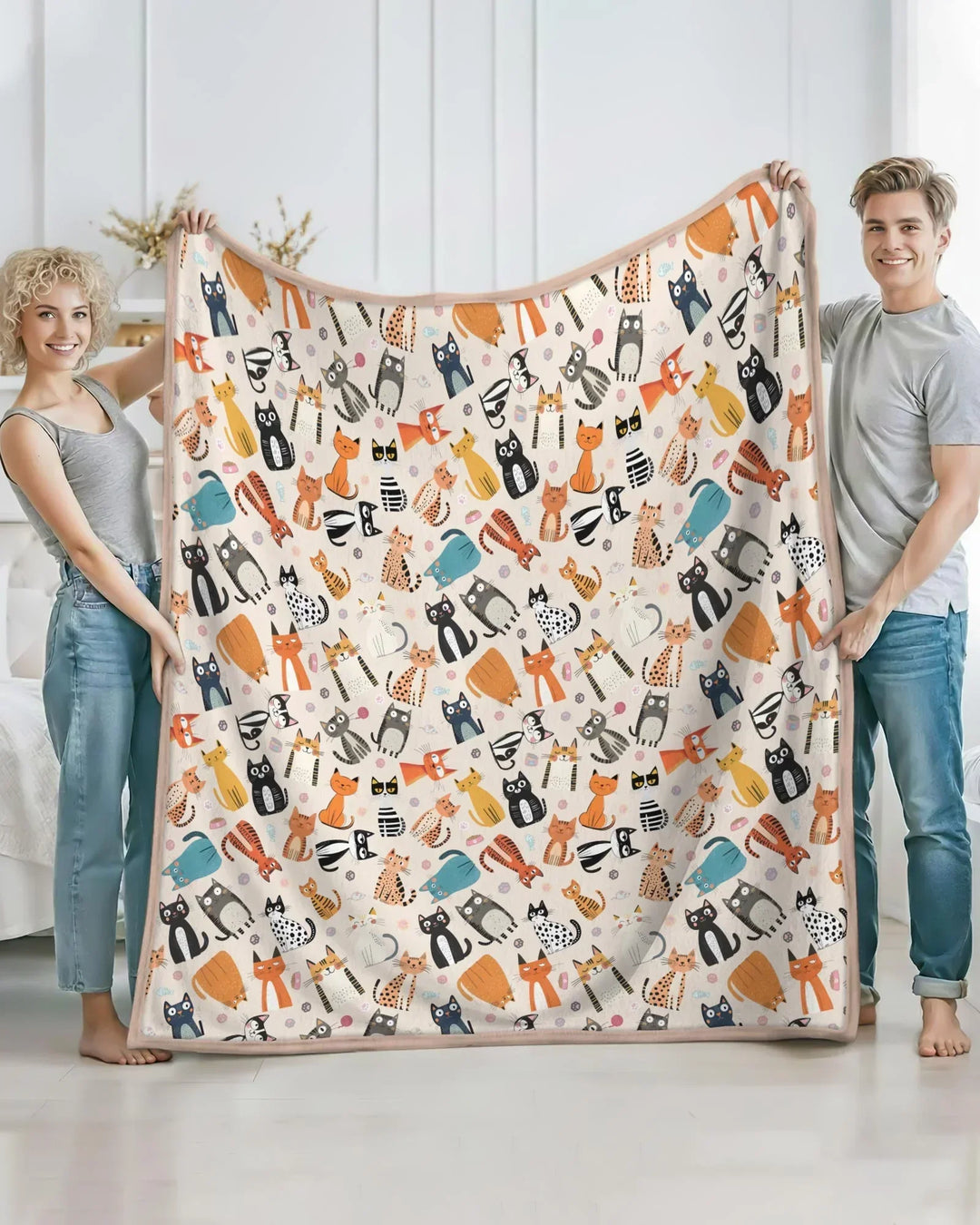 Goofy Mischief Cat Family Matching Bamboo Blanket