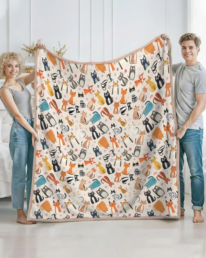 Goofy Mischief Cat Family Matching Bamboo Blanket